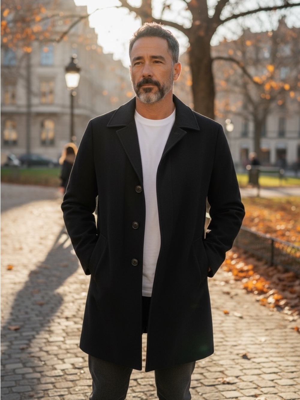Loro Piana Nordstrom Classic Black Wool Storm System Overcoat Trench Coat 40R - Picture 3 of 13